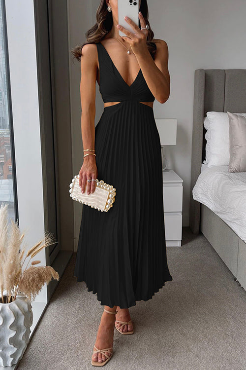 Amina | Robe Longue à Encolure Plissée