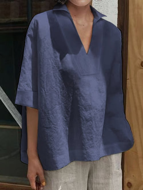 Valeria I chemise boho en lin avec col en V