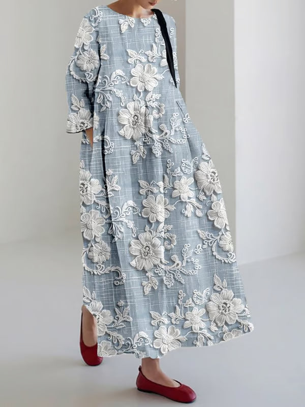 Robe longue décontractée avec dentelle florale