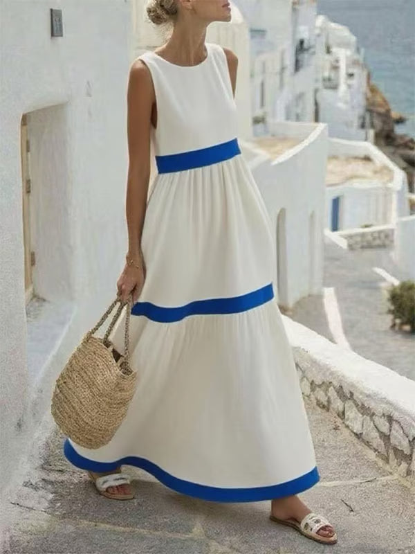 Robe ample sans manches bicolore