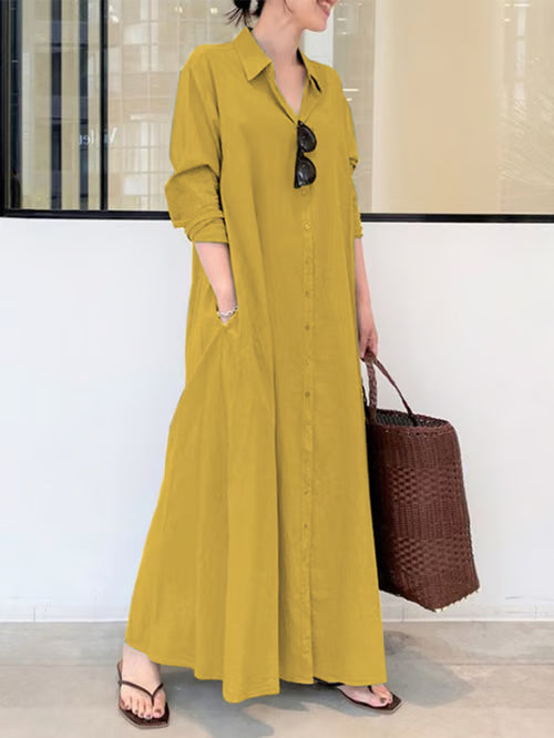 Elena | Robe Blouse Lin Longue