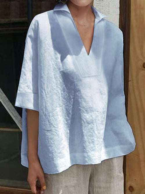 Valeria I chemise boho en lin avec col en V