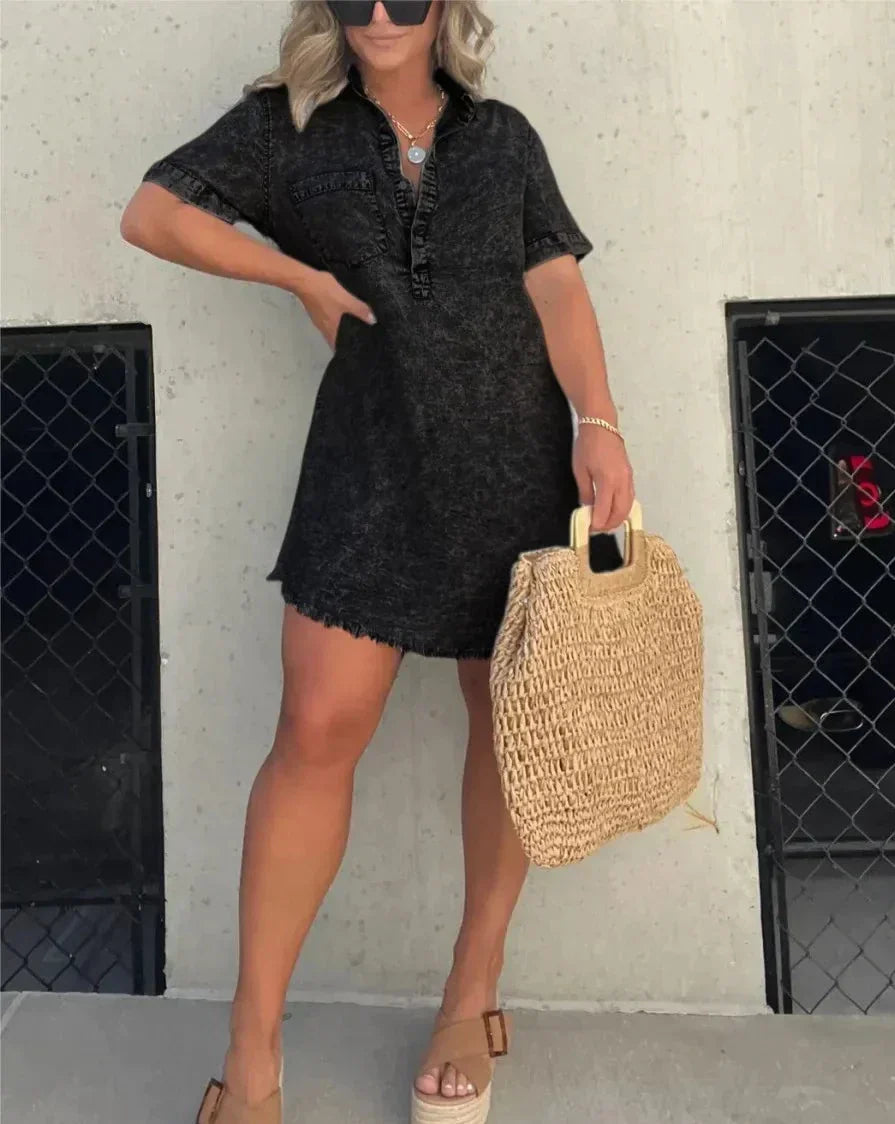 Inès – Robe Ceinturée en Jean