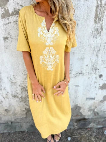 Sophie | Robe Imprimée Coton‑Lin