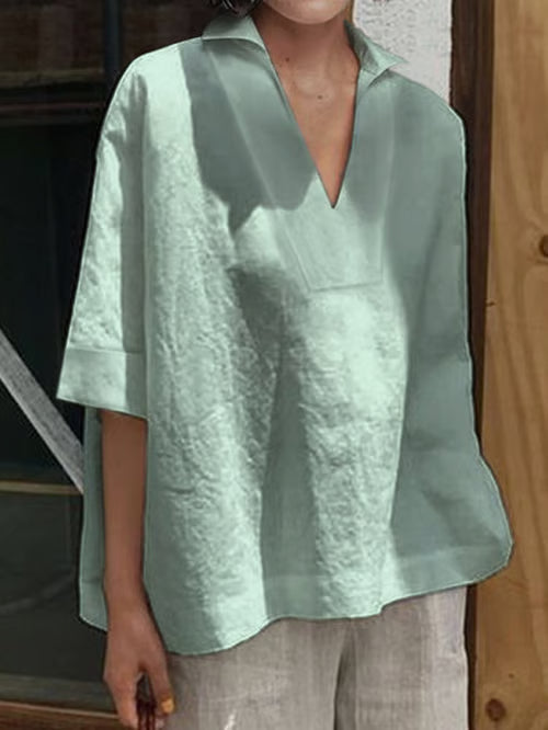 Valeria I chemise boho en lin avec col en V