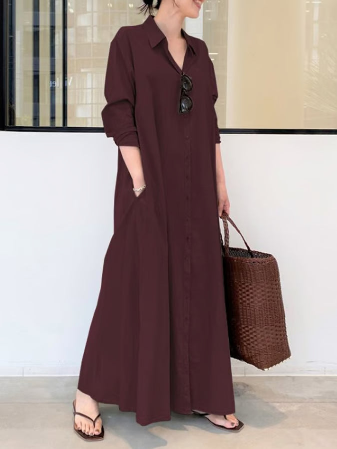 Elena | Robe Blouse Lin Longue