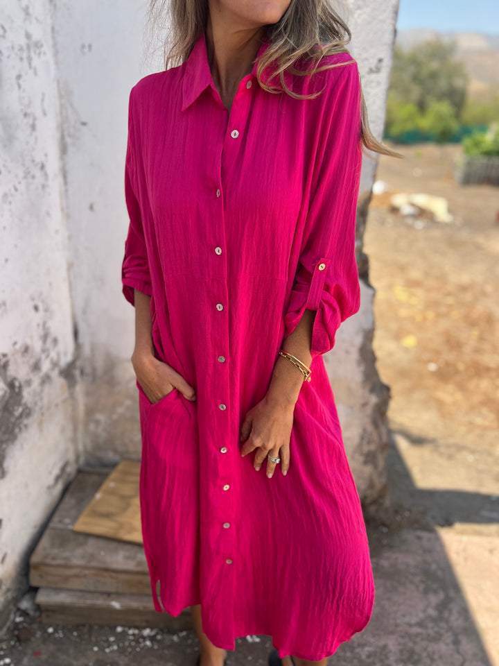 Sofia | Robe-Chemise Décontractée en Lin