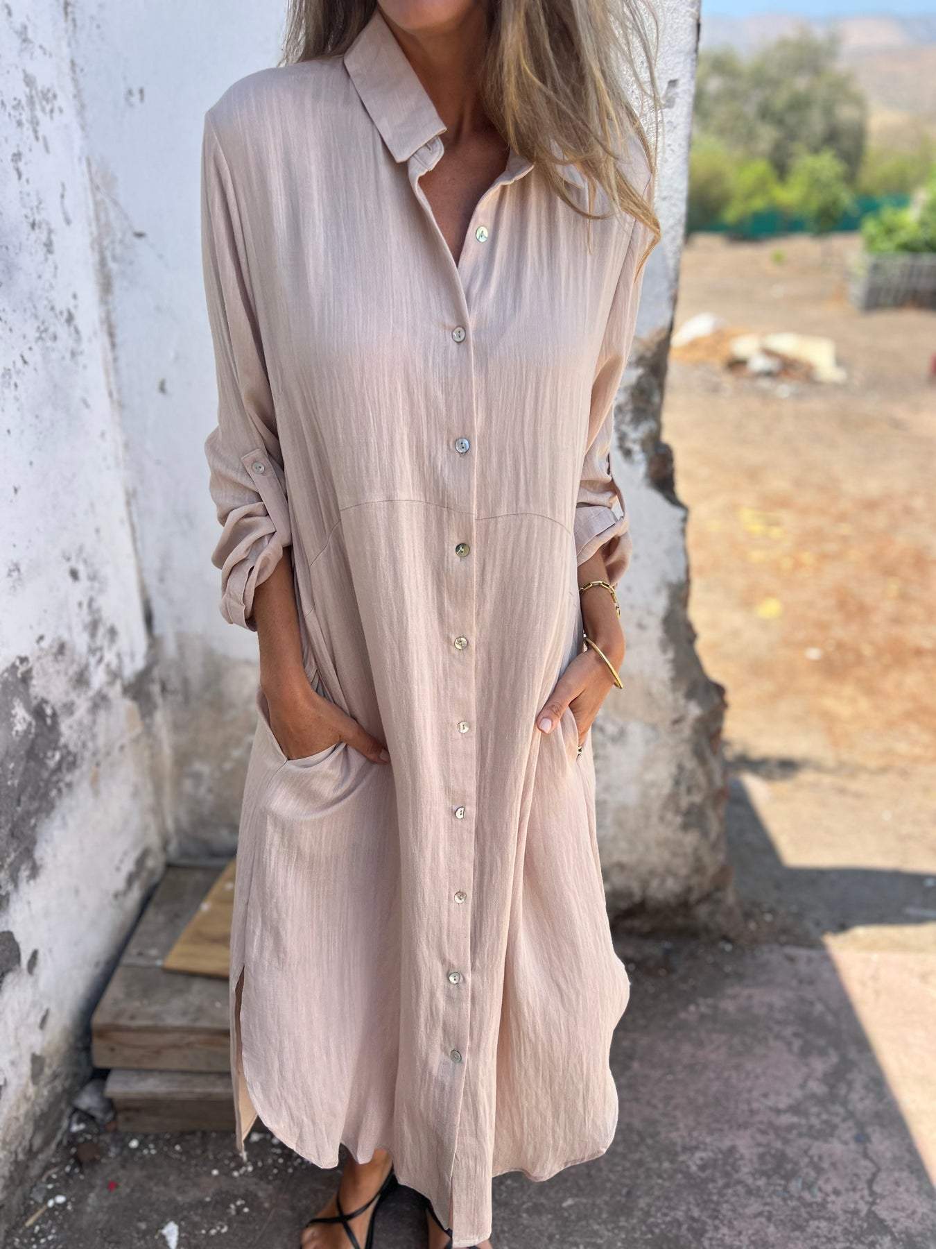 Sofia | Robe-Chemise Décontractée en Lin