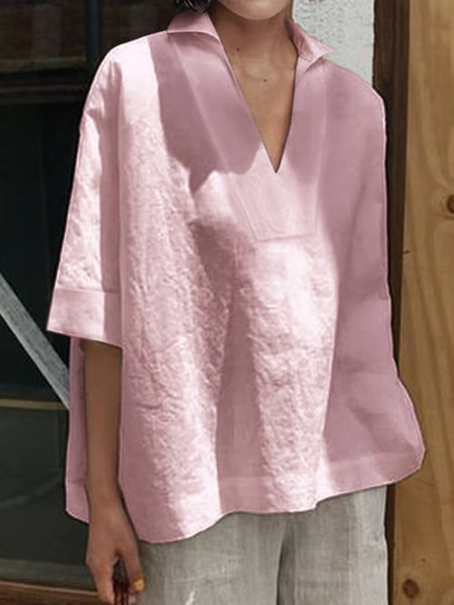 Valeria I chemise boho en lin avec col en V