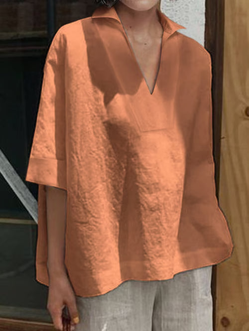 Valeria I chemise boho en lin avec col en V