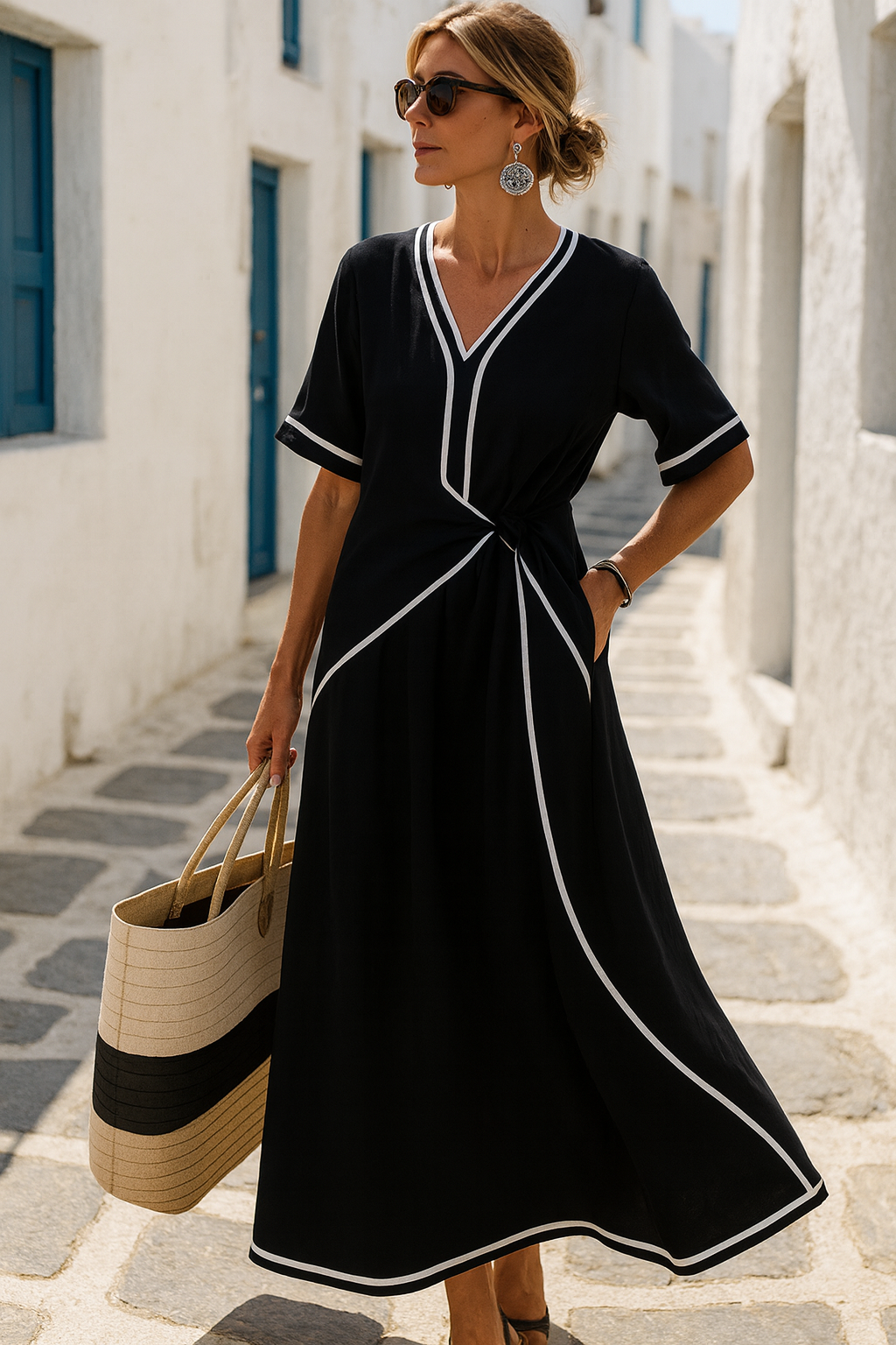 Robe en lin à plis croisés