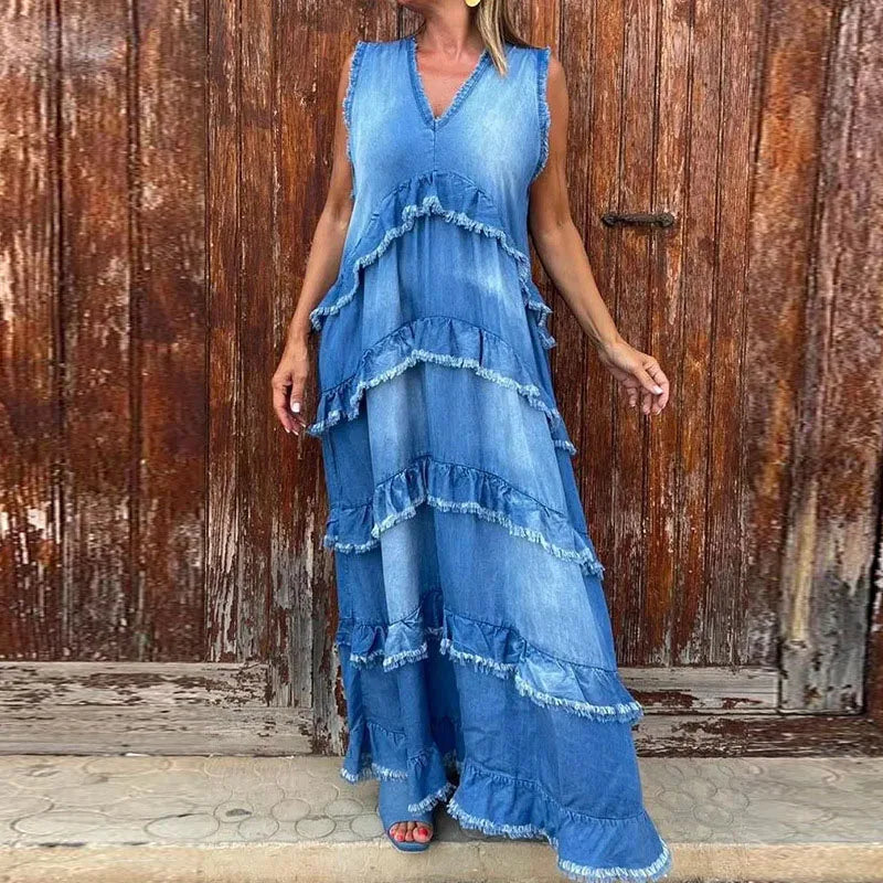 Dominique | Robe en Denim Sans Manches