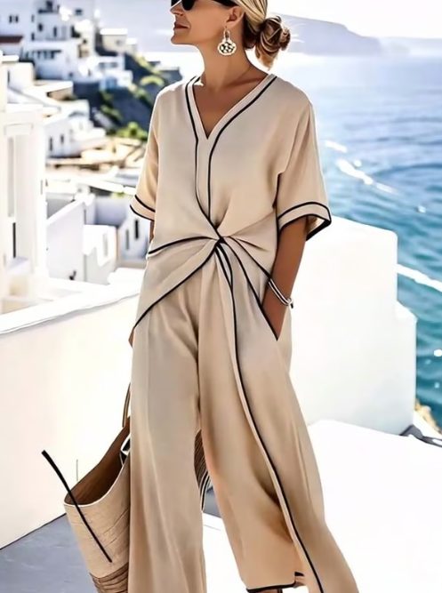 Ensemble en lin avec nœud torsadé chic