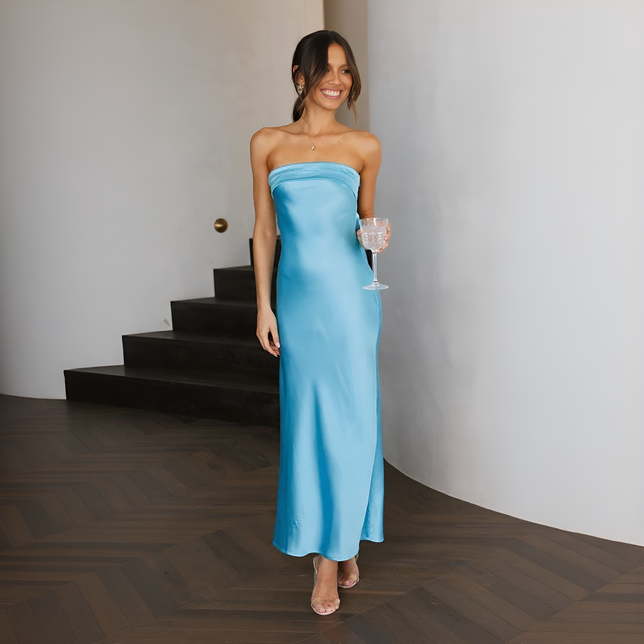 Ella – Robe Bustier Satinée