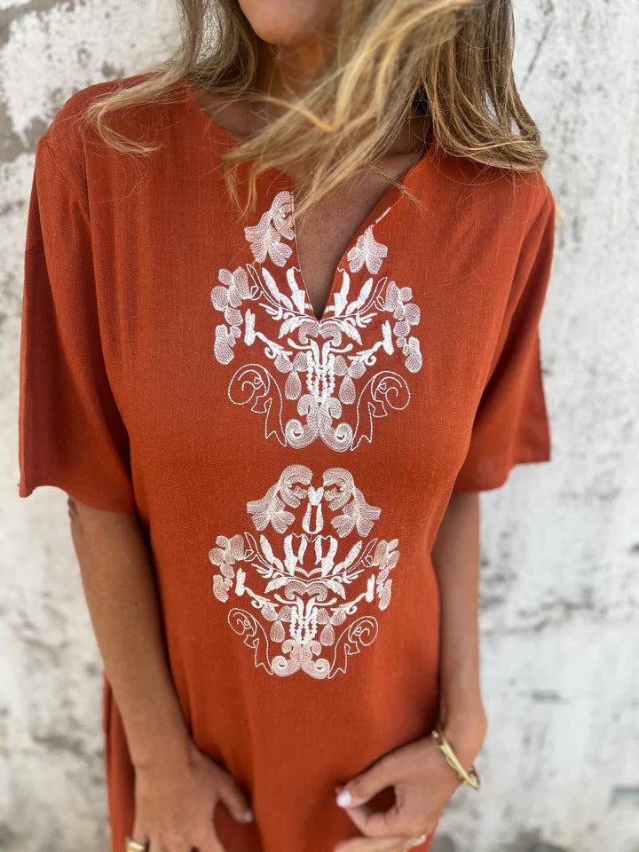 Sophie | Robe Imprimée Coton‑Lin