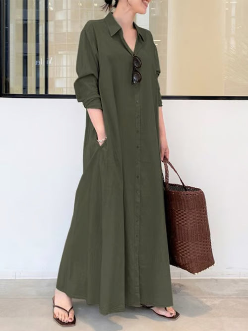 Elena | Robe Blouse Lin Longue