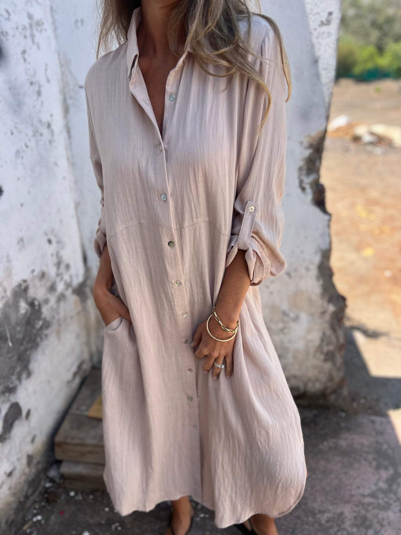 Sofia | Robe-Chemise Décontractée en Lin