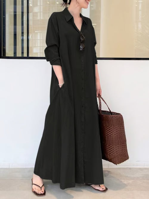 Elena | Robe Blouse Lin Longue