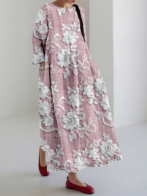 Robe longue décontractée avec dentelle florale