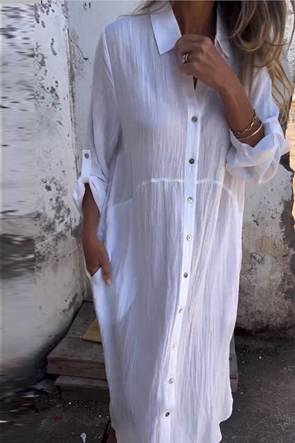 Sofia | Robe-Chemise Décontractée en Lin