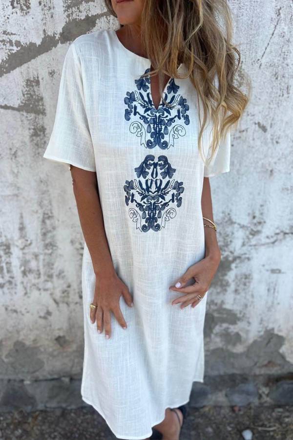Sophie | Robe Imprimée Coton‑Lin