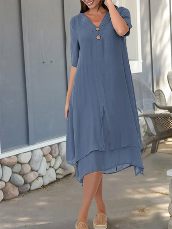 Robe en lin avec décolleté en V