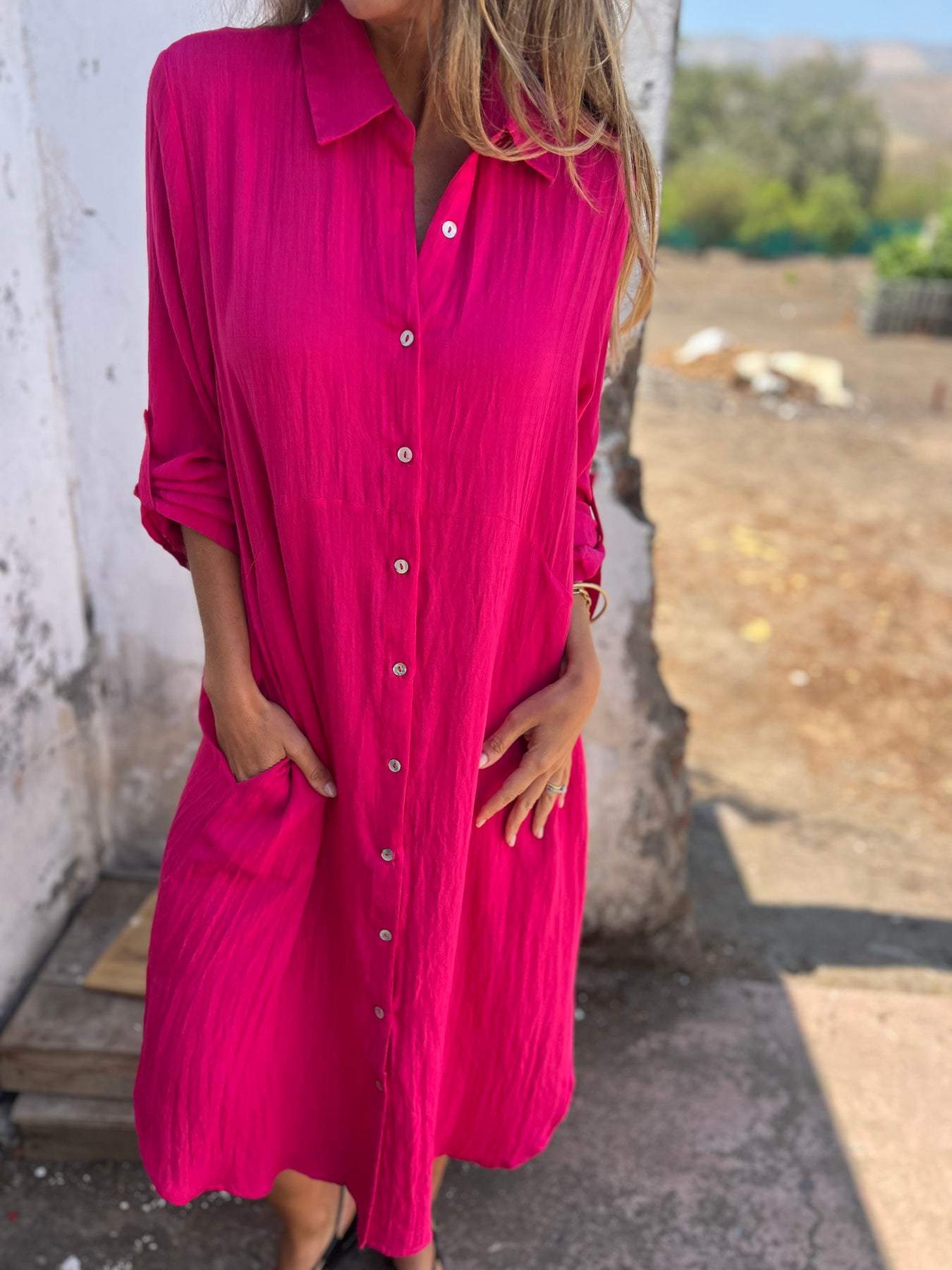 Sofia | Robe-Chemise Décontractée en Lin