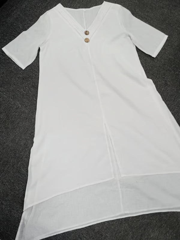 Robe en lin avec décolleté en V