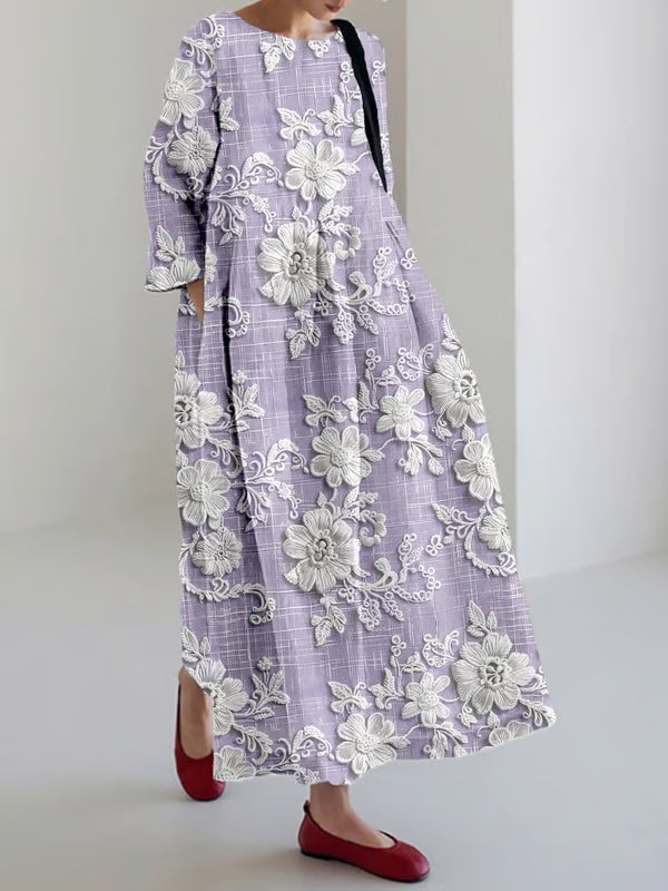 Robe longue décontractée avec dentelle florale