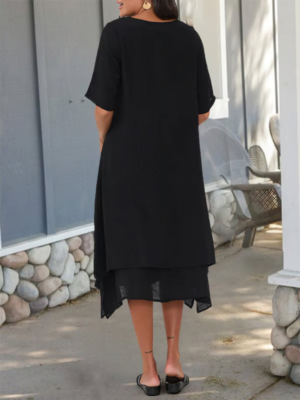 Robe en lin avec décolleté en V