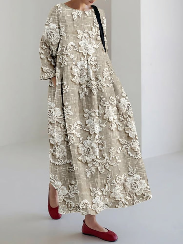 Robe longue décontractée avec dentelle florale