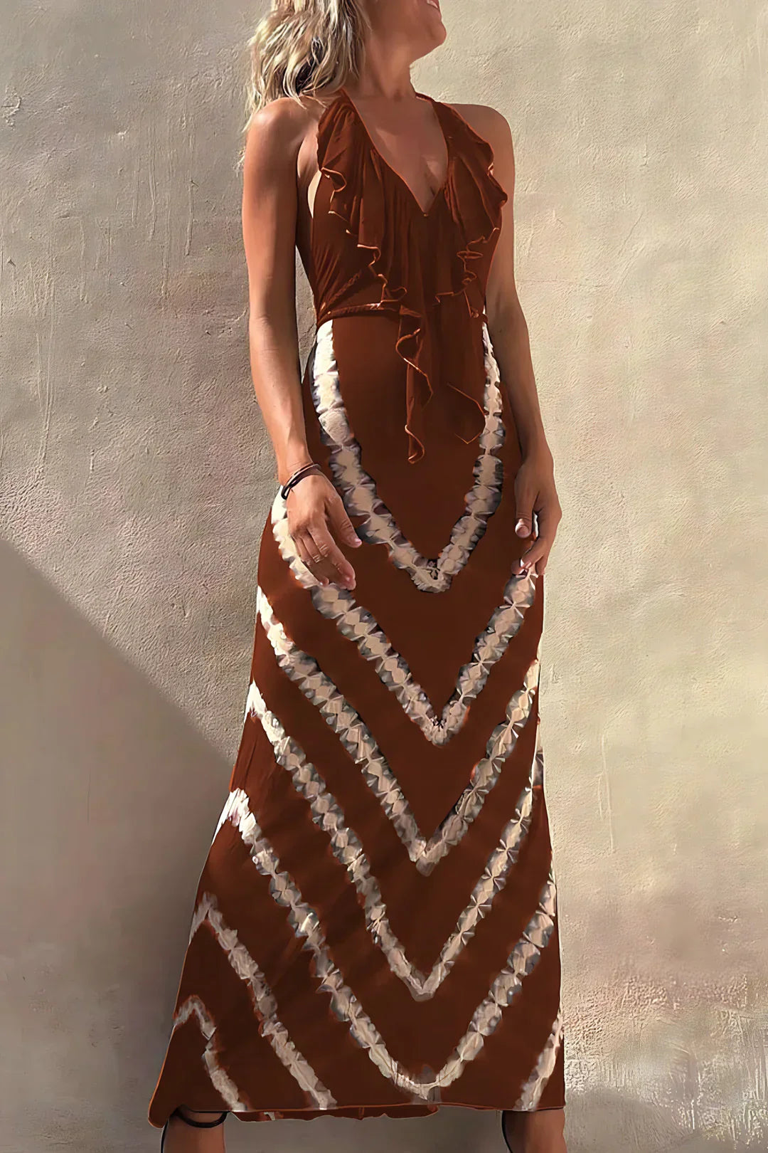 Arlette | Long sleeveless dress with V-neck