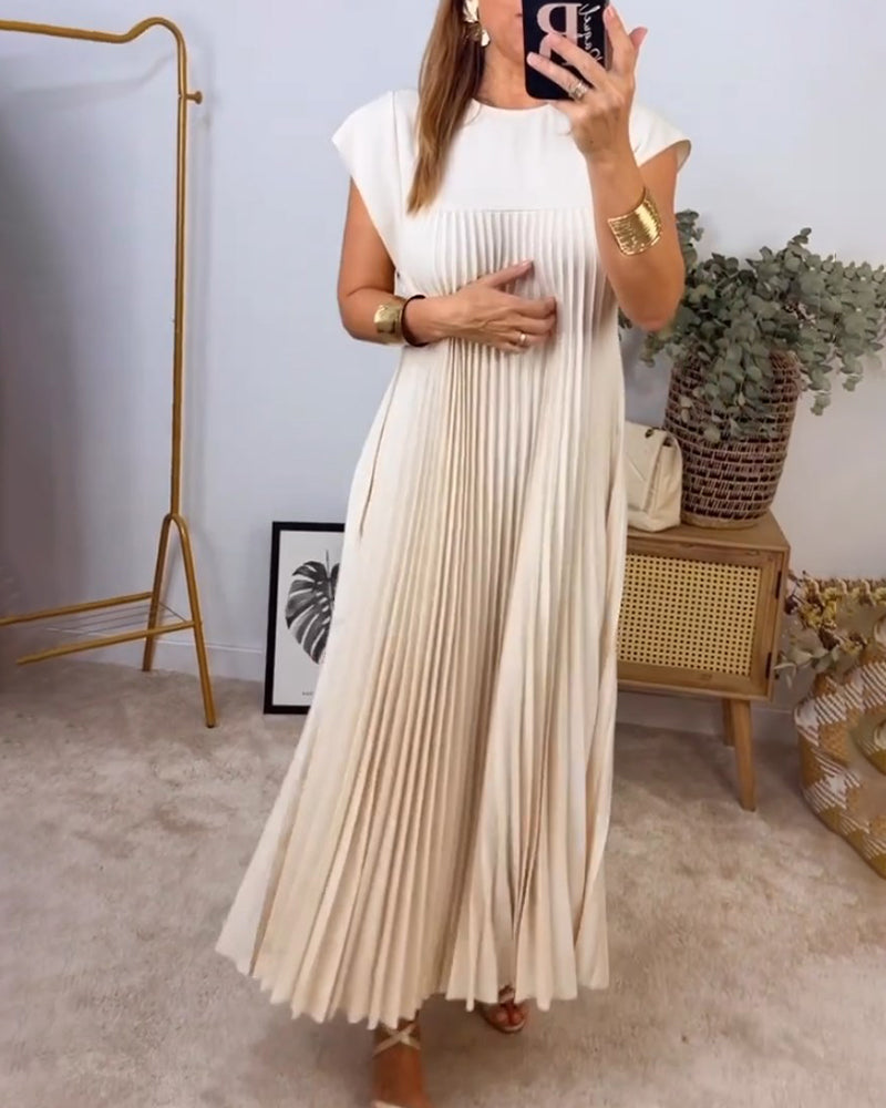 Robe plissée élégante et simple sans manches