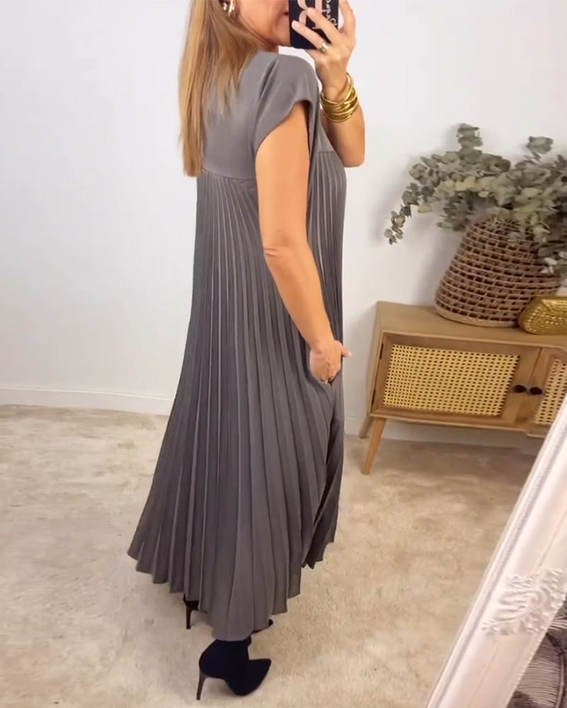 Robe plissée élégante et simple sans manches