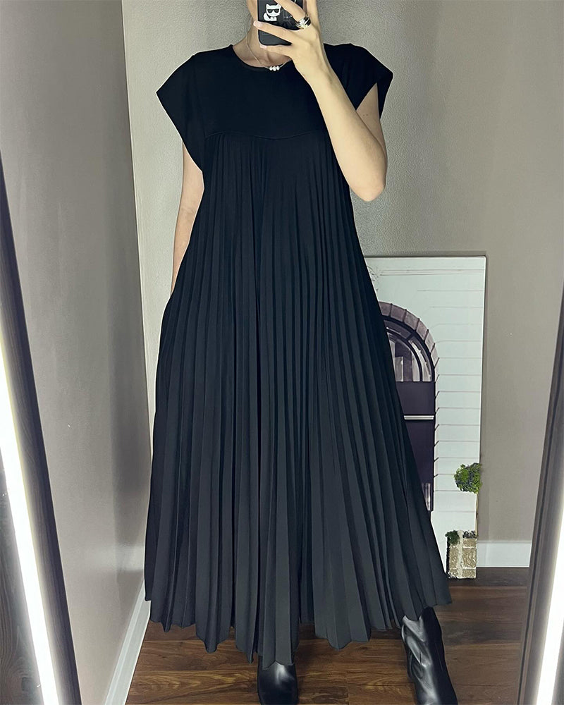 Robe plissée élégante et simple sans manches