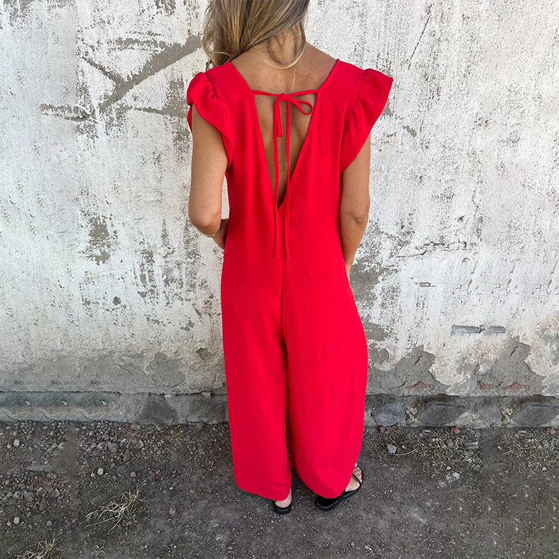 🔥 VENTE FLASH -50% ✨ Combinaison Femme à Col V – Imprimé Léopard & Couleurs Unies
