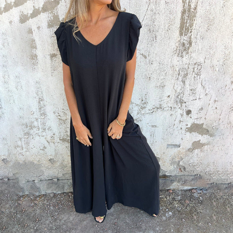 🔥 VENTE FLASH -50% ✨ Combinaison Femme à Col V – Imprimé Léopard & Couleurs Unies