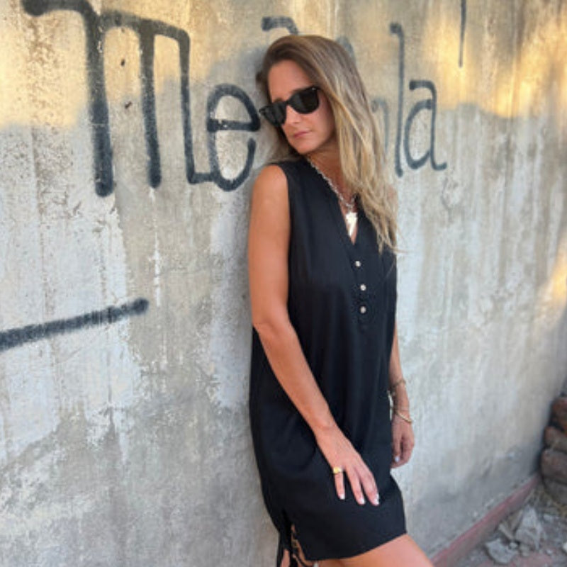 Anaïs | Robe Sans Manches à Boutons et Poches