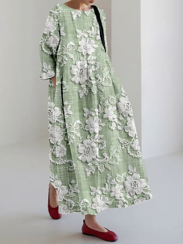 Robe longue décontractée avec dentelle florale