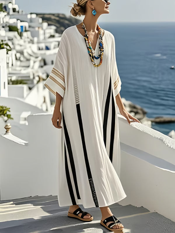 Robe d'été en lin rayée