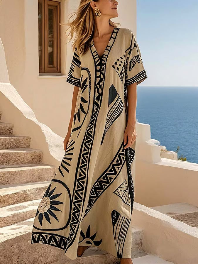 Robe vintage ample imprimée