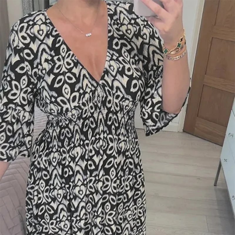 Robe Longue Légère et Fluide à Col V  (1+1  Gratuit)