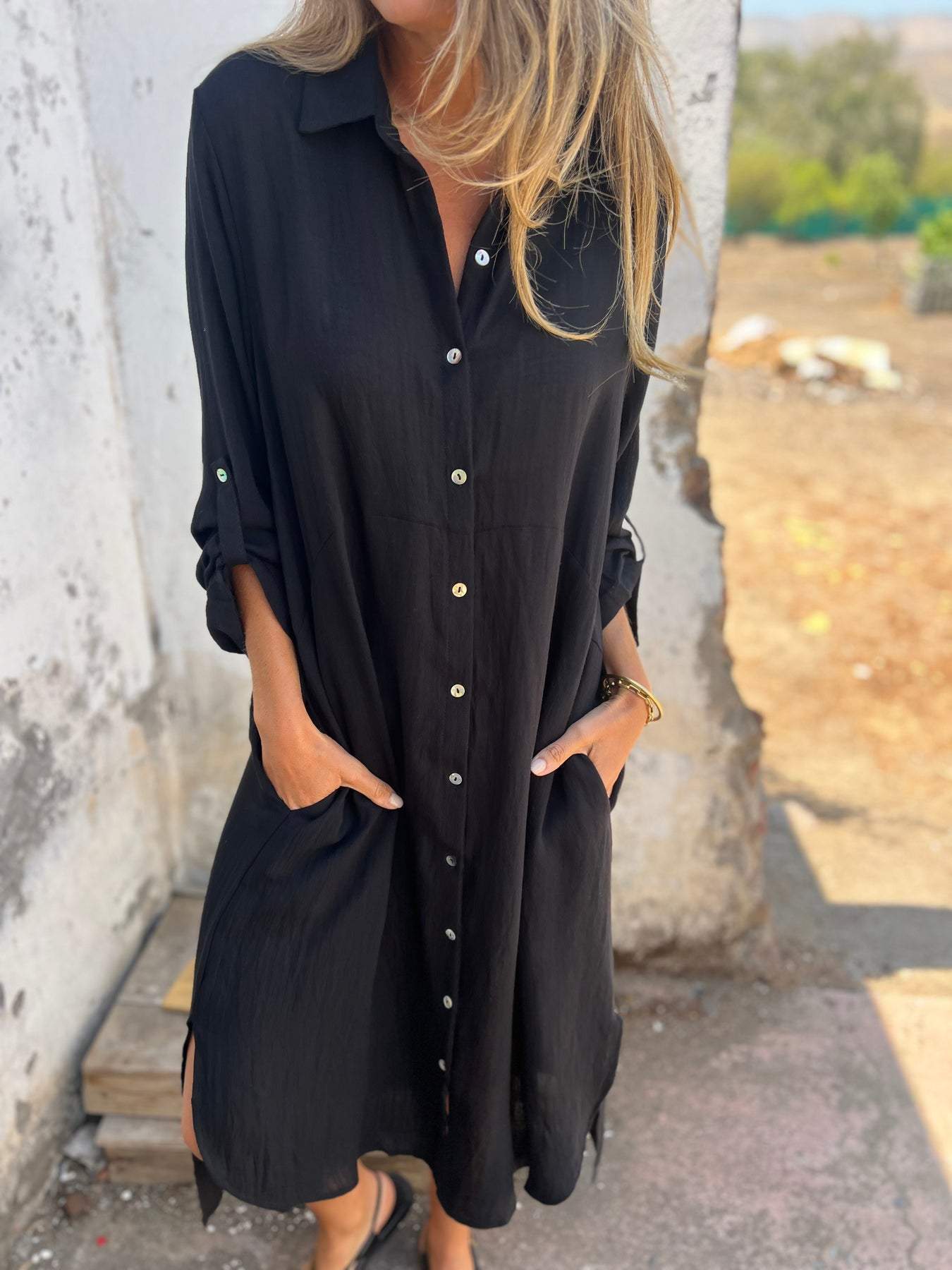 Sofia | Robe-Chemise Décontractée en Lin