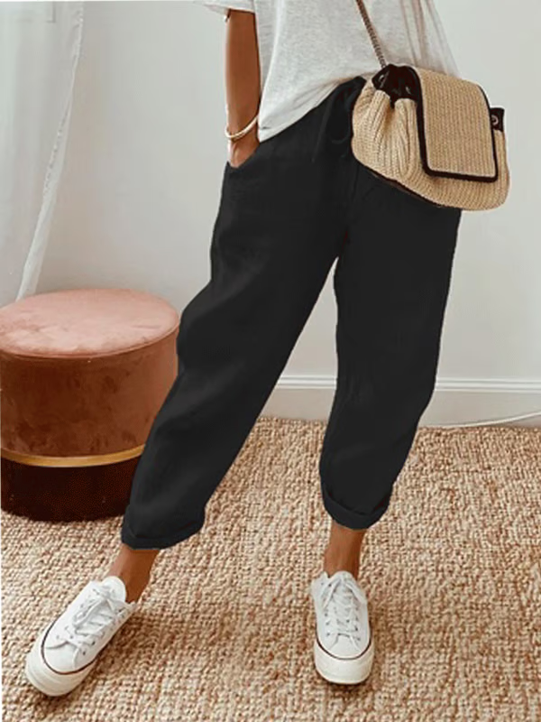 Pantalon décontracté de couleur unie