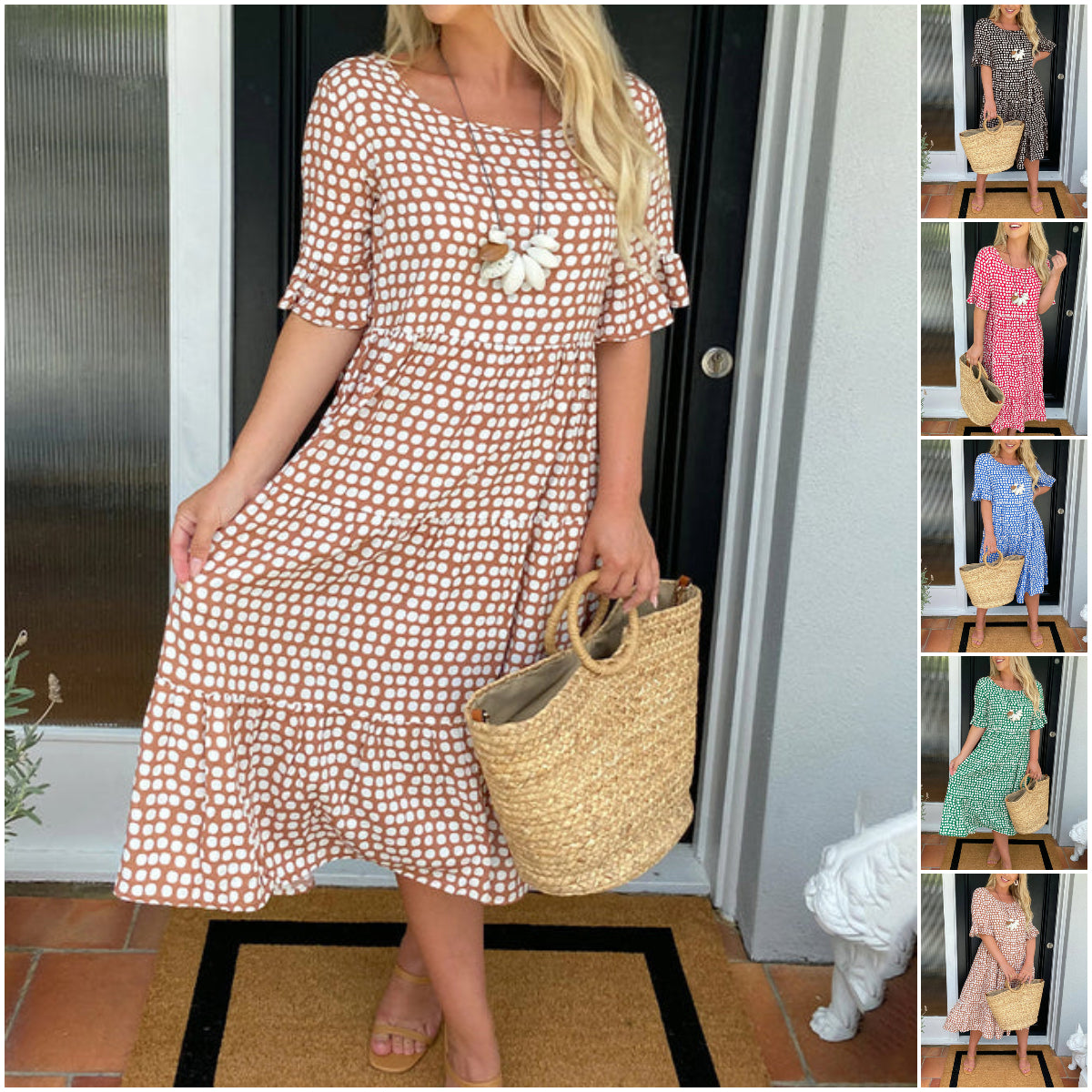 Emma I Robe Midi à Pois Chic