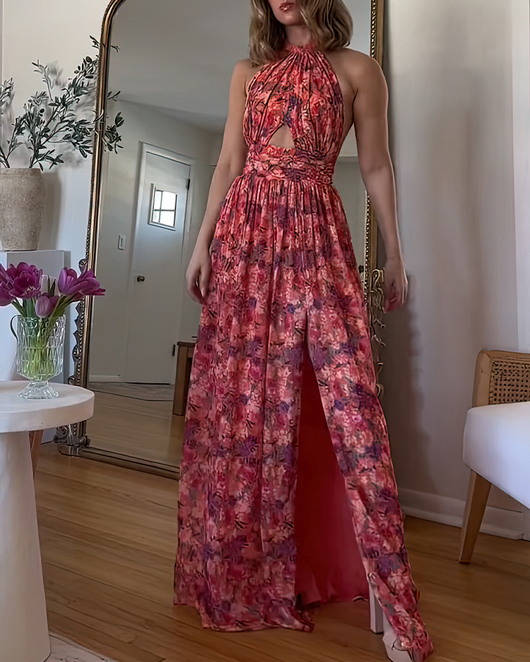 Floral | robe longue sexy sans manches