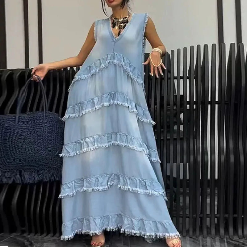 Dominique | Robe en Denim Sans Manches