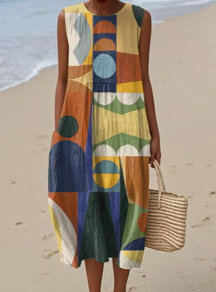 Robe artistique en lin décontractée