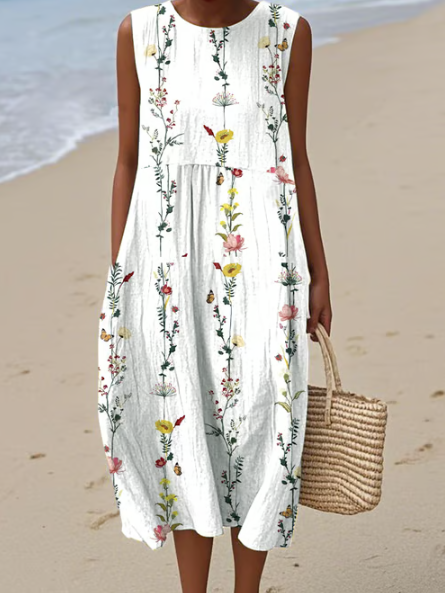 Robe midi avec un imprimé floral délicat