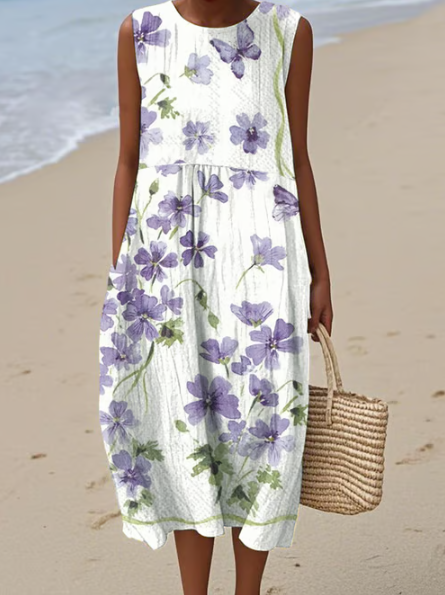 Robe florale en tons lavande